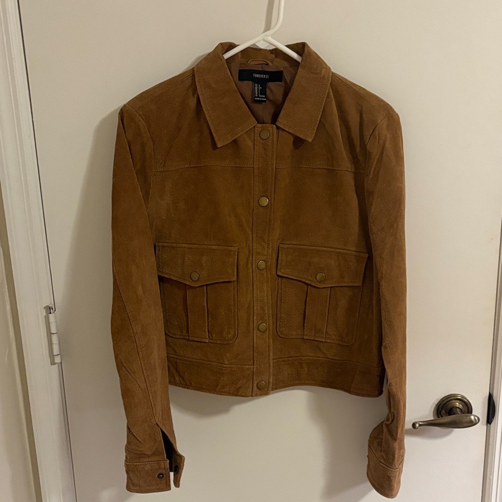 Forever 21 Tan Suede Button-Front Jacket